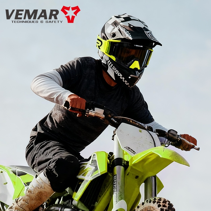Mountain Biking Full Face Helmet - VEMAR Herren Damen Hochwertige Motorradbrille für
