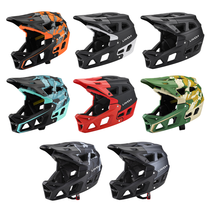 Mountain Biking Full Face Helmet - Vollgesichts-Mountainbike-Helm Adult Racing Downhill-MTB-Helm mit Epp-Kinns