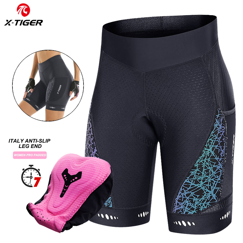 Mountain Biking Shorts Women - X-TIGER Fahrradshorts für Damen, Wettkampf-Fahrradshorts mit