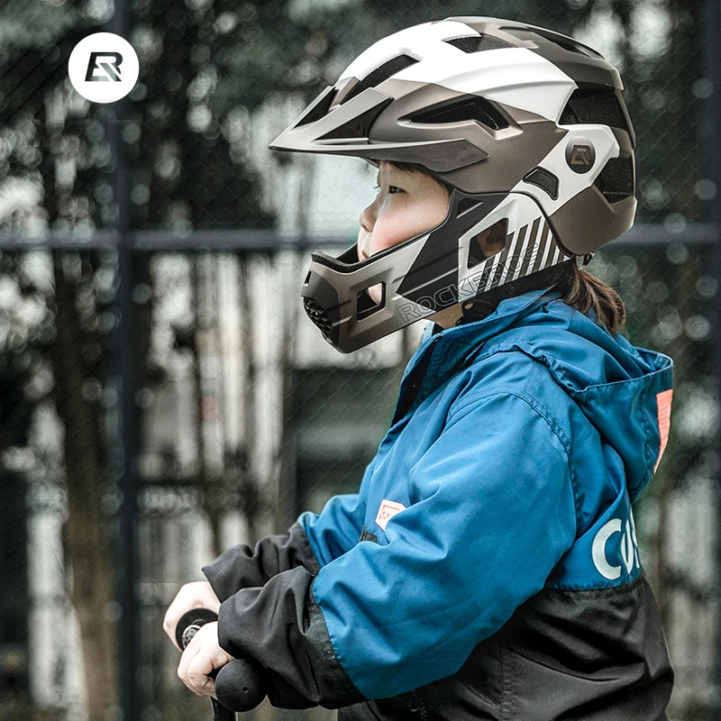 Mountain Biking Full Face Helmet - ROCKBROS Kinder Abnehmbarer Vollgesichts-Fahrradhelm Kinder-Sporthelm für