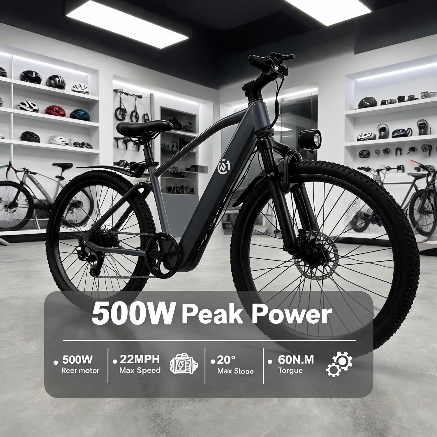 Mountain Biking Trails - Geländetaugliches E-Bike, Mountain-Ebike. 500W E-Bike mit