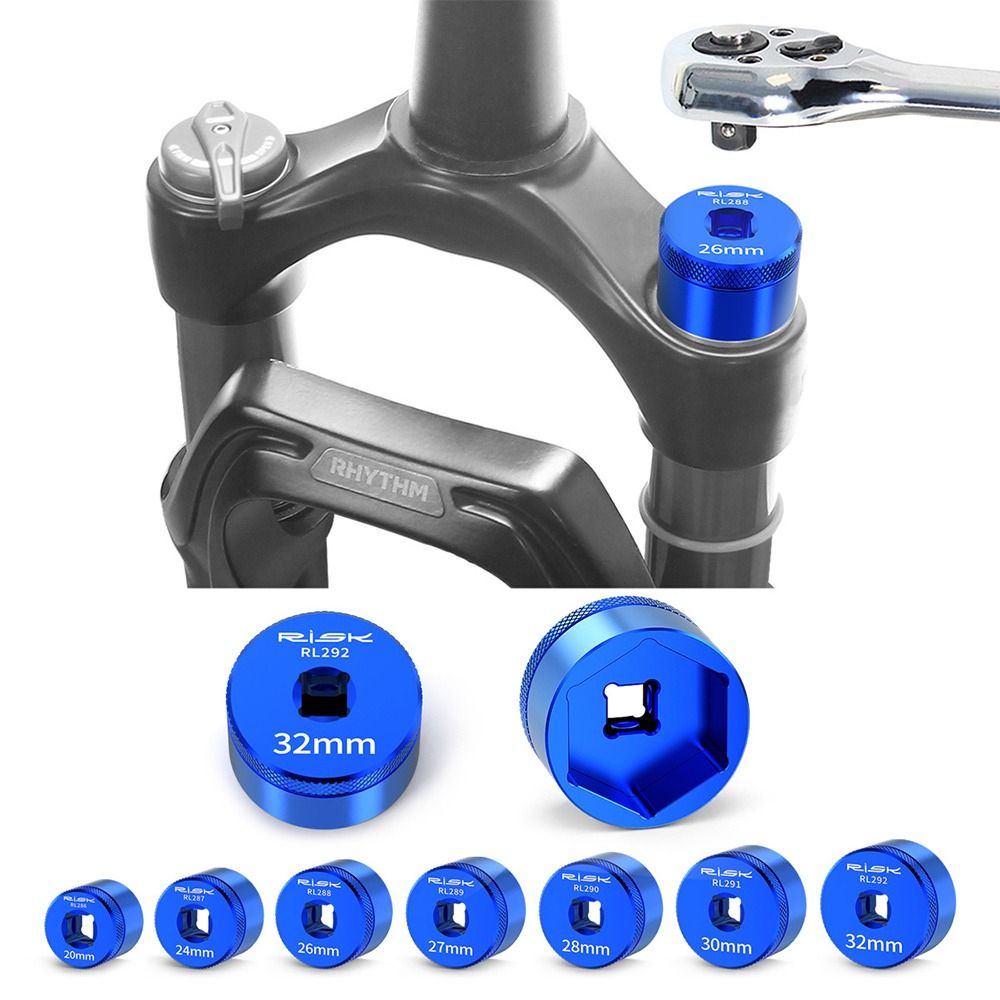 Mountain Biking Blue Mountains - Aluminiumlegierung Mountainbike-Gabel-Reparaturwerkzeuge 20mm-32mm Blaue Gabelkappe Sechskant-Steckschlüssel