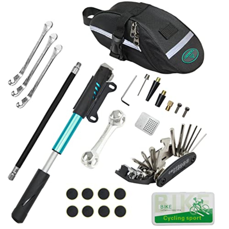Mountain Biking Blue Mountains - Fahrrad-Reparaturset mit 16-in-1-Werkzeug, 120 PSI Mini-Fahrradpumpe,