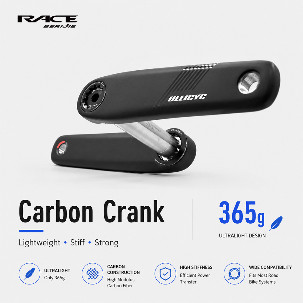 Mountain Biking Races - 365g Rennrad-Kurbelgarnitur 165-175mm Carbon-Kurbel, Titan-Achse 24