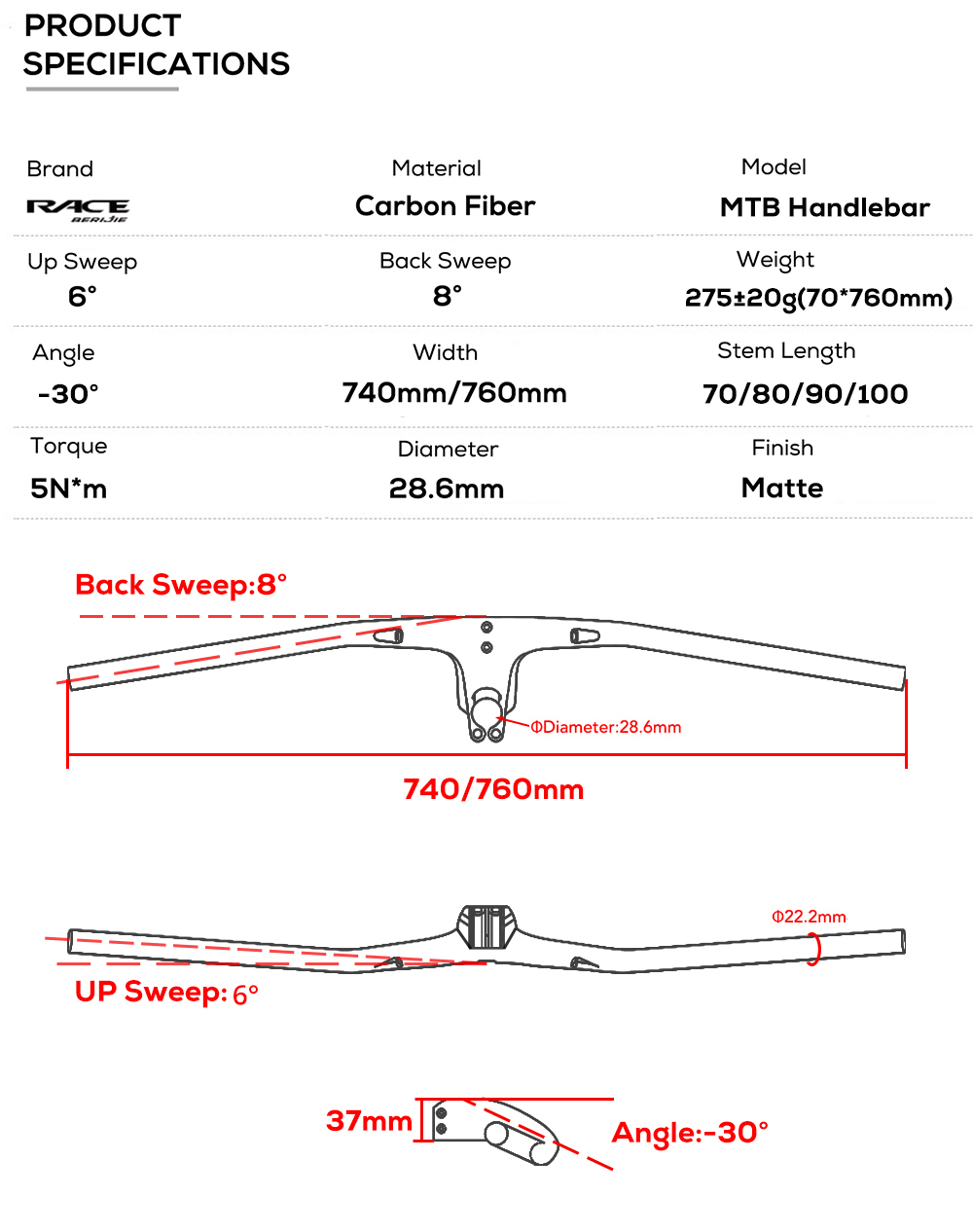 RACE Vollcarbon MTB Lenker mit – Mountain Biking Races Bewertung und Preis